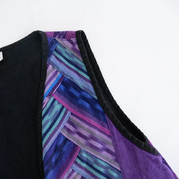 World Folk Art Imports Purple Aztec 100% Cotton Handmade Sleeveless Vest  LG - Picture 8 of 11